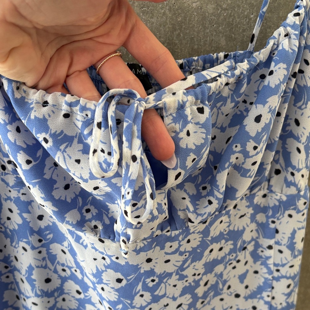 Dynamite Blue and White Floral Dress - Picture 4 of 4